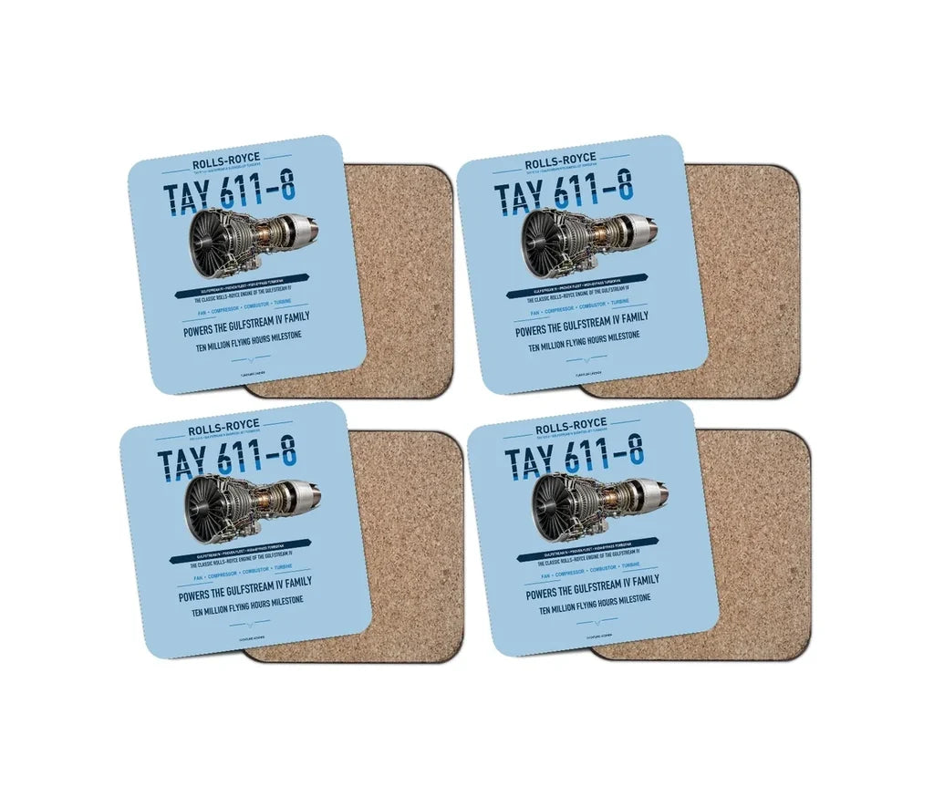 TAY 611-8 design on light blue 4 pieces set coaster