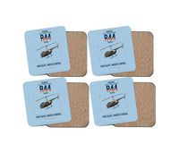 Thumbnail for Robinson R44 Raven II design on light blue 4 pieces set coaster