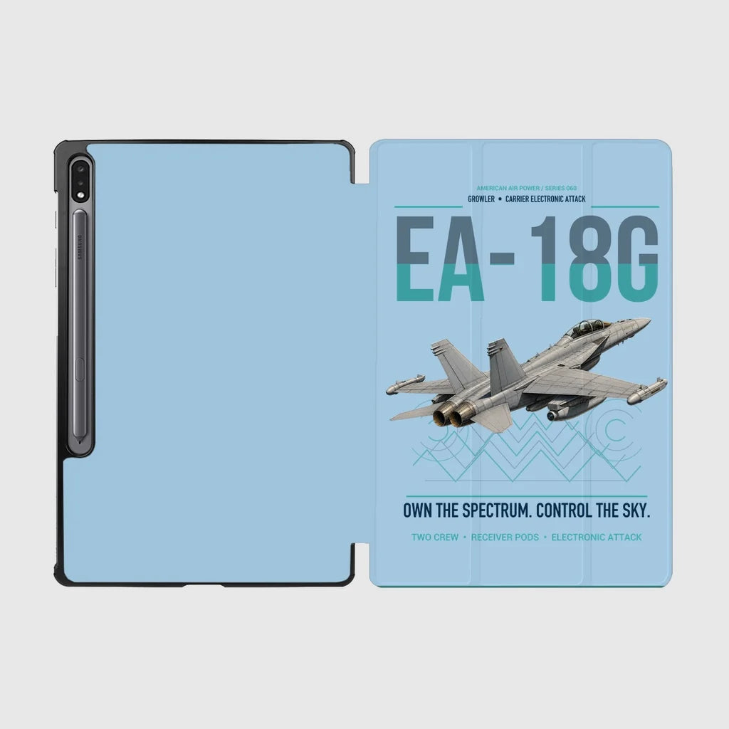 EA-18G Growler design on light blue samsung tablet tablet case