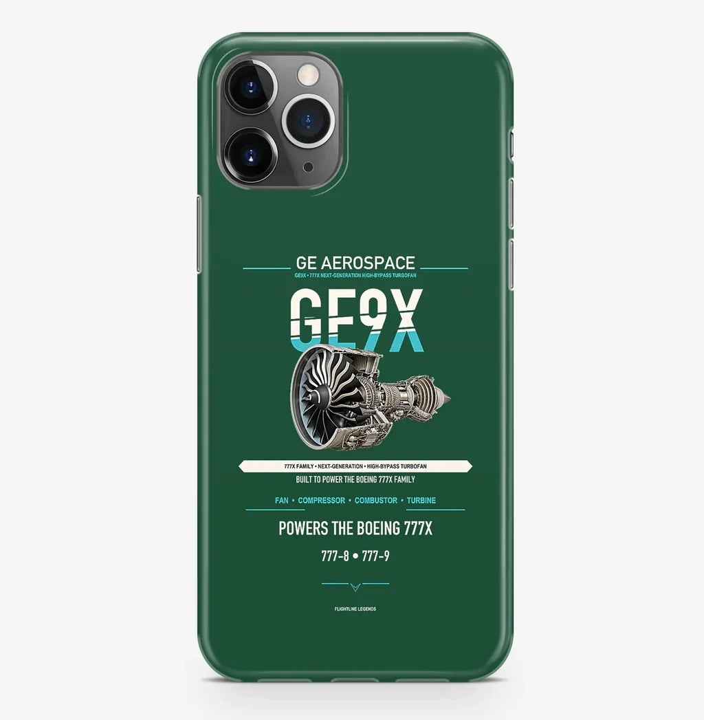GE9X Case ProMax design on dark green iphone case promax