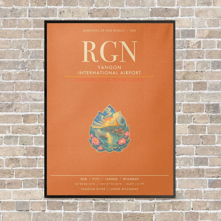 Yangon International Airport RGN - Canvas Framed - Orange