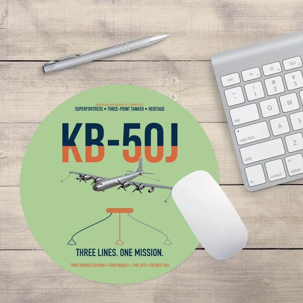 KB-50J Superfortress design on light green round mouse pad