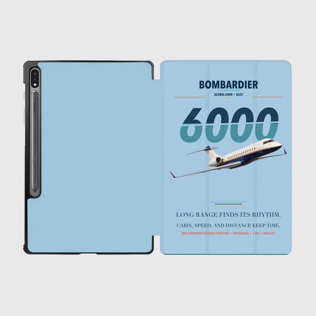 Bombardier Global 6000 design on light blue samsung tablet tablet case