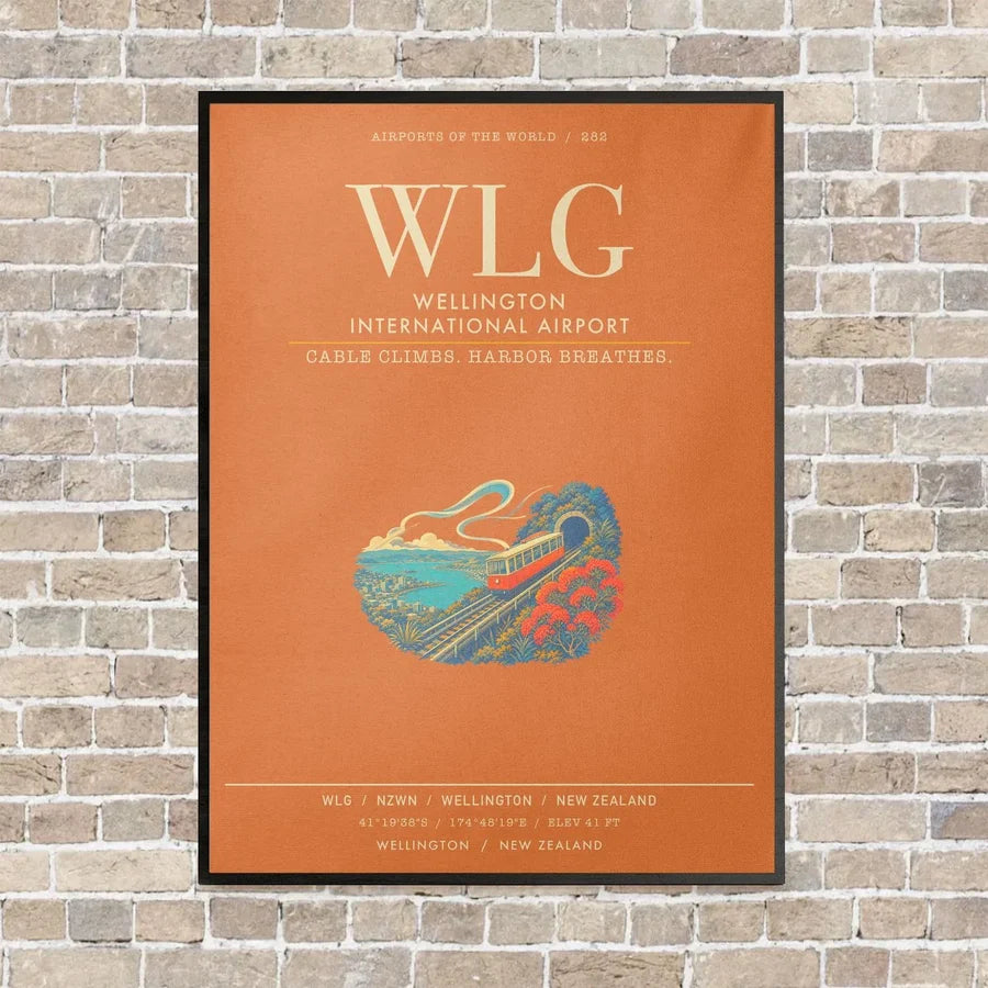 Wellington International Airport WLG - Canvas Framed - Orange