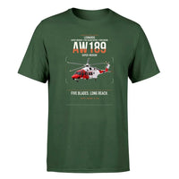 Thumbnail for Leonardo AW189 design on dark green t-shirt, single-side print