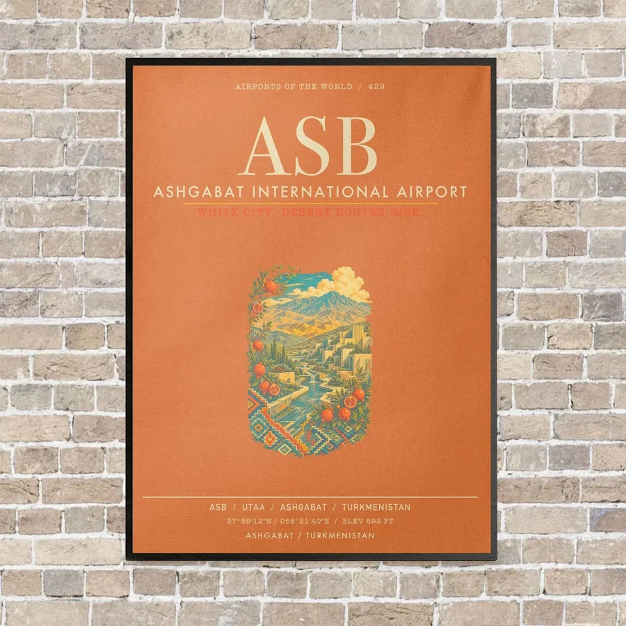 Ashgabat International Airport ASB - Canvas Framed - Orange