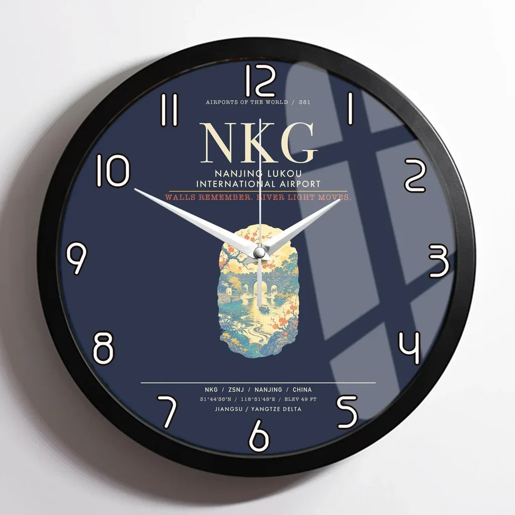 Nanjing Lukou International Airport NKG Wall-Clock Framed - Navy Blue