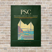 Thumbnail for Tri-Cities Airport PSC — Pasco vertical canvas print - no frame - dark green background