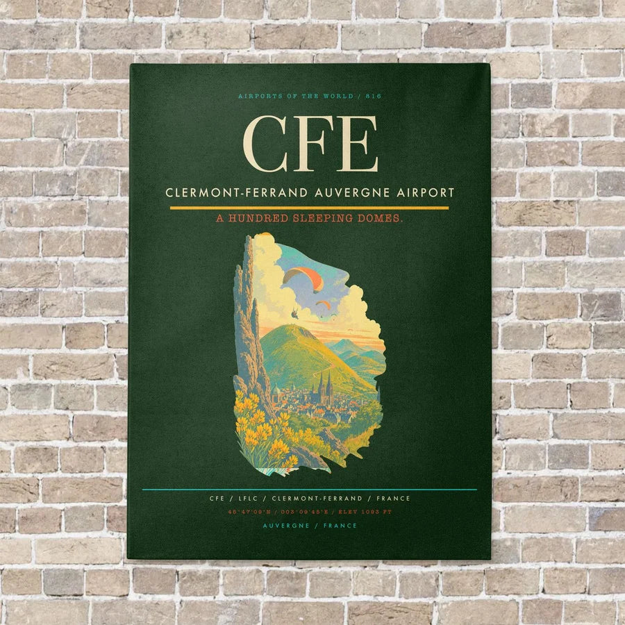 Clermont-Ferrand Auvergne Airport CFE - Canvas No Frame - Dark Green