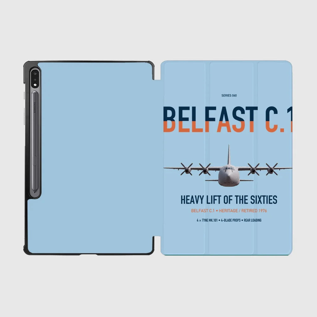 Short Belfast C.1 design on light blue samsung tablet tablet case