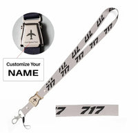 Thumbnail for Boeing 717 Flat Text seat belt lanyard - light gray with name