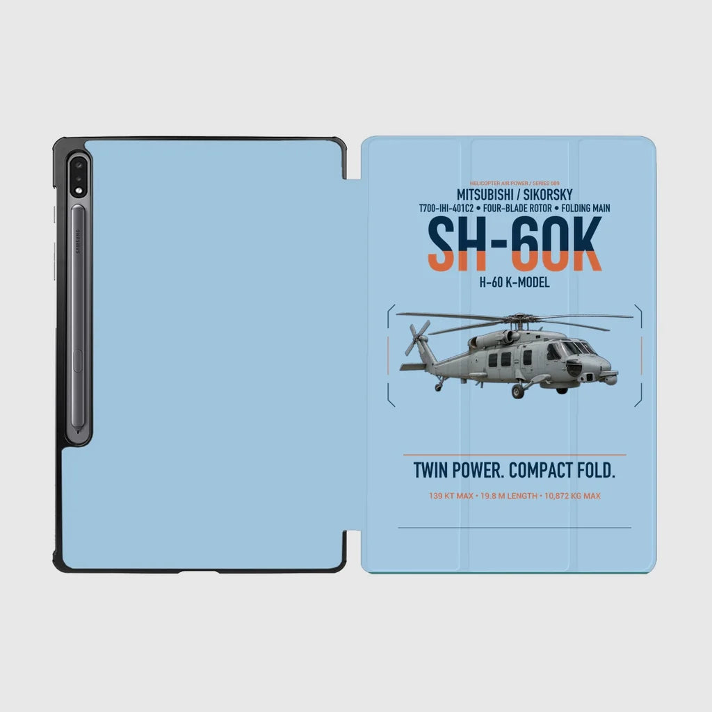 Mitsubishi Sikorsky SH-60K design on light blue samsung tablet tablet case