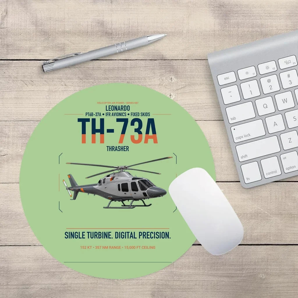 Leonardo TH-73A Thrasher design on light green round mouse pad
