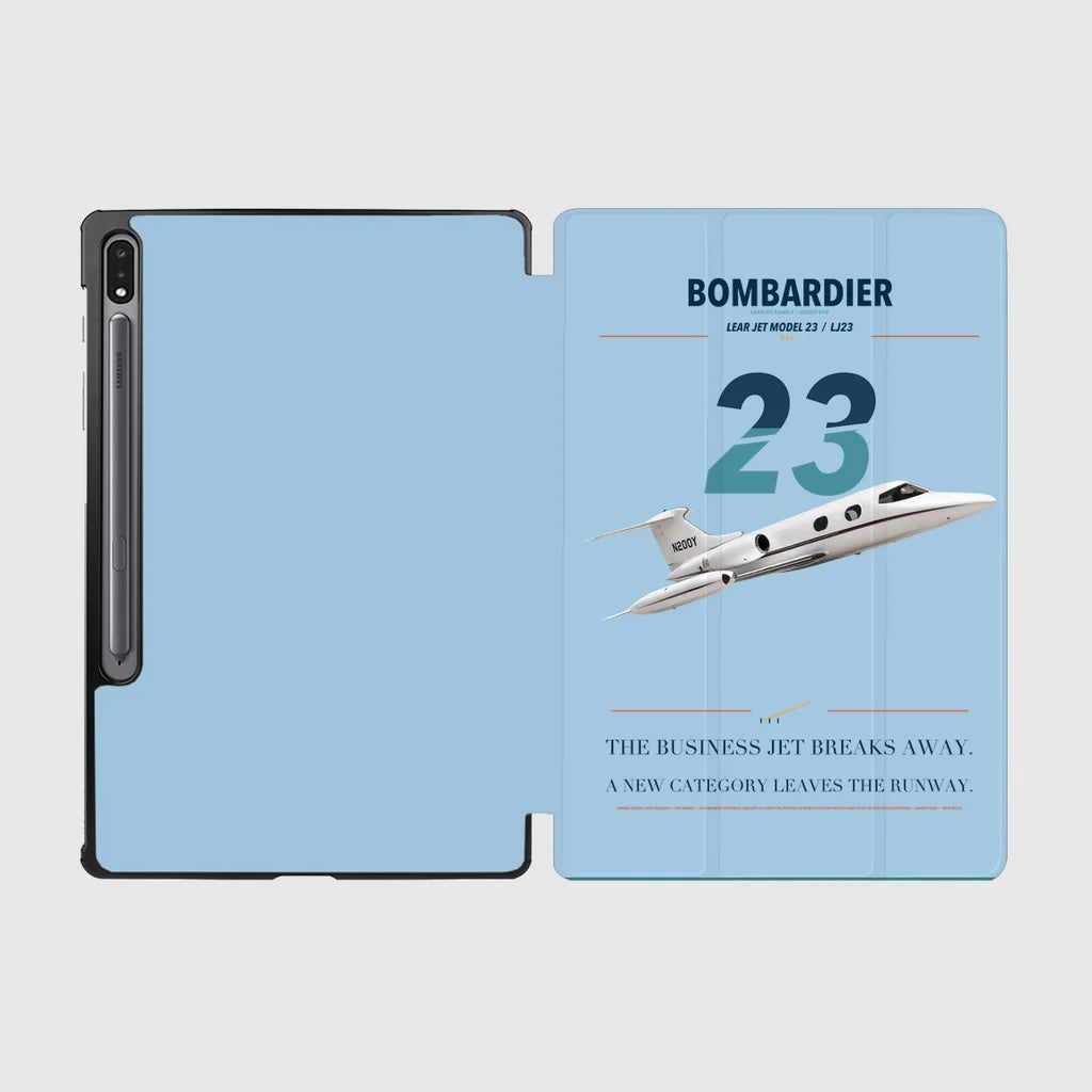Bombardier Learjet 23 design on light blue samsung tablet tablet case