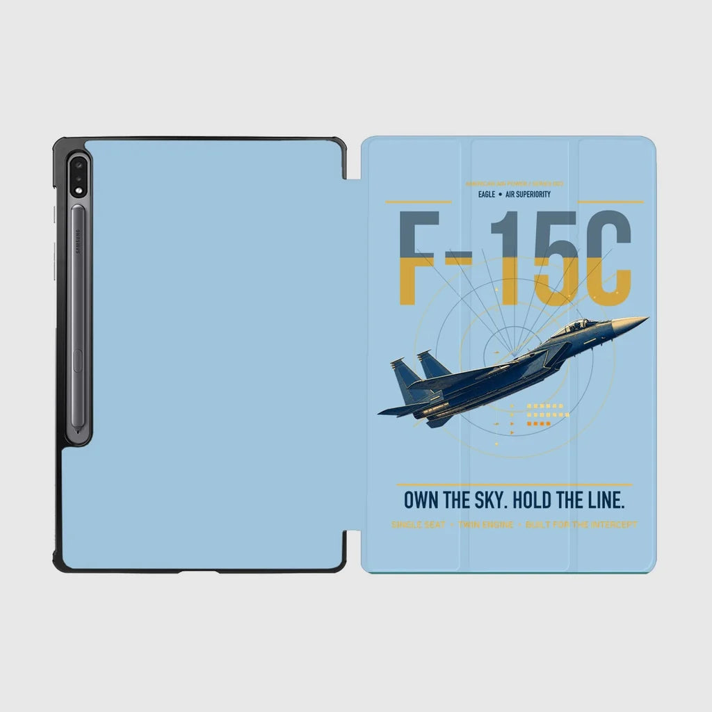 F-15C Eagle design on light blue samsung tablet tablet case