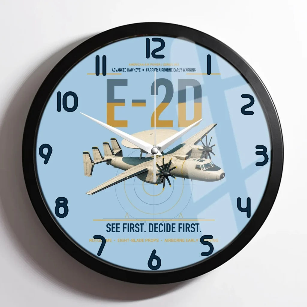 E-2D Advanced Hawkeye design on light blue framed wall clock