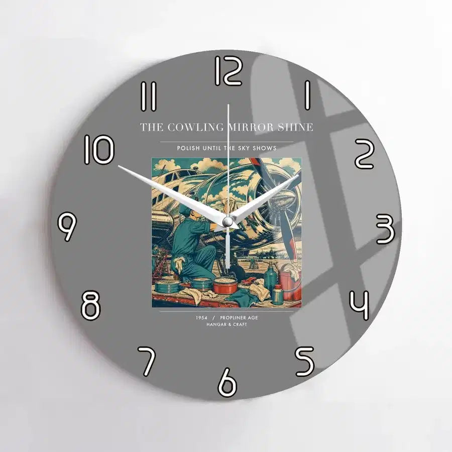 VINTAGE G4262 - The Cowling Mirror Shine - Designed Wall Clocks design on gray no-frame