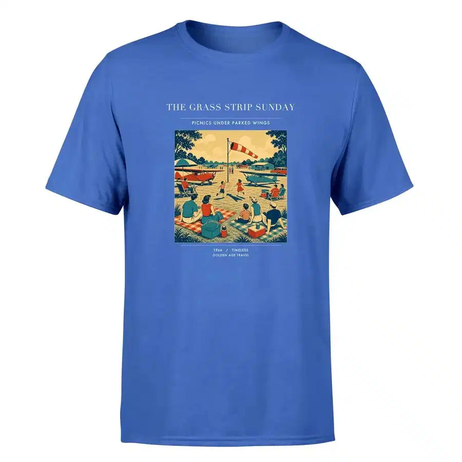 VINTAGE G4241 - The Grass Strip Sunday - Premium T-Shirt design on blue premium t shirt