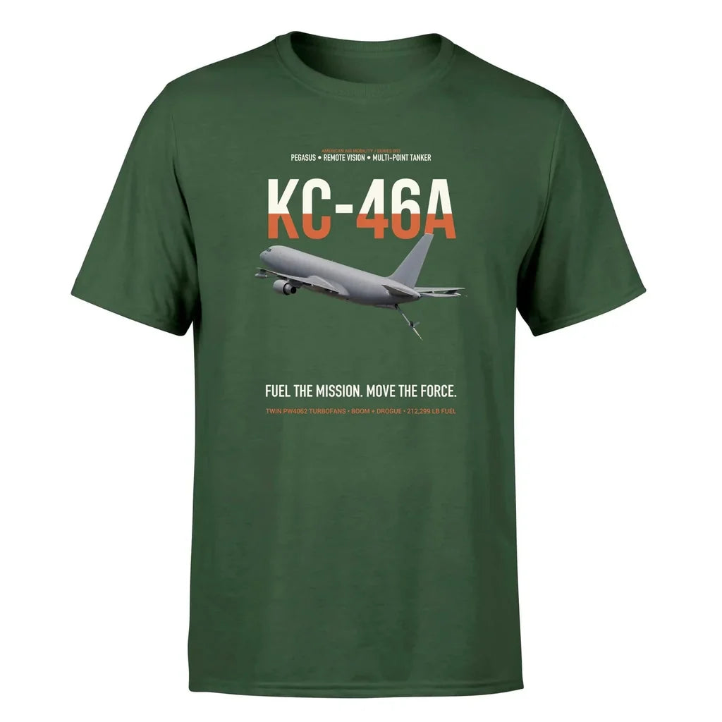 KC-46A PEGASUS design on dark green double-side t-shirt, single-side print