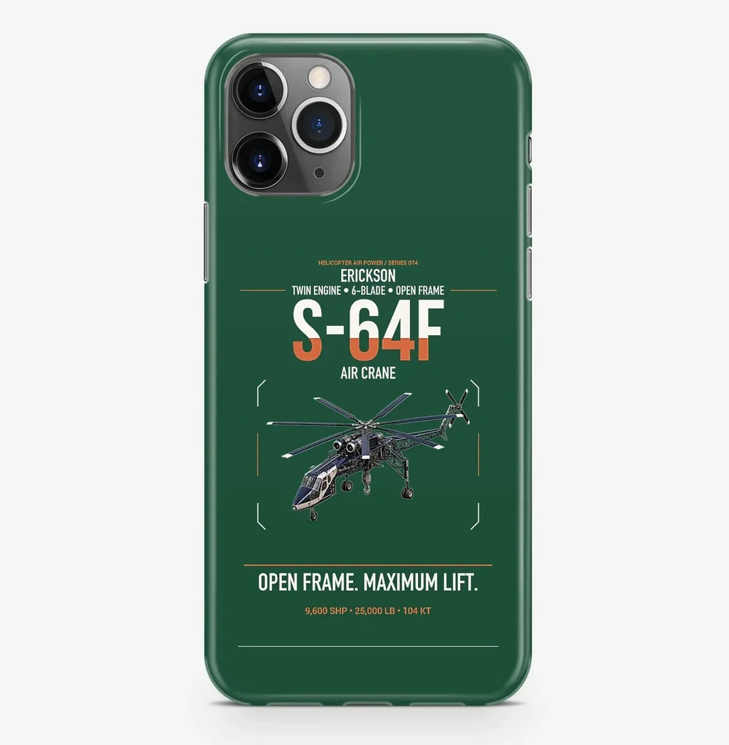 Erickson S-64F Air Crane design on dark green magsafe iphone case, for iPhone Pro Max