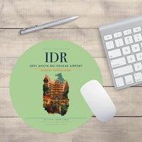 Thumbnail for Devi Ahilya Bai Holkar Airport (IDR) design on light green round mouse pad