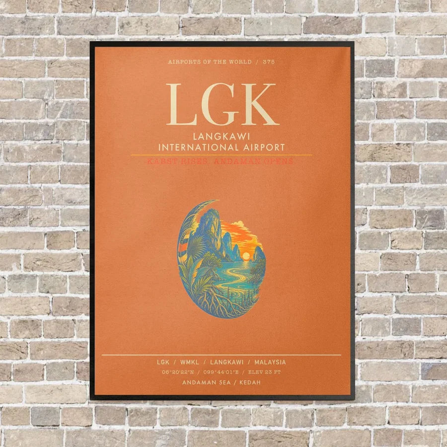 Langkawi International Airport LGK - Canvas Framed - Orange