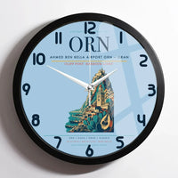 Thumbnail for Ahmed Ben Bella Airport (ORN) design on light blue framed wall clock