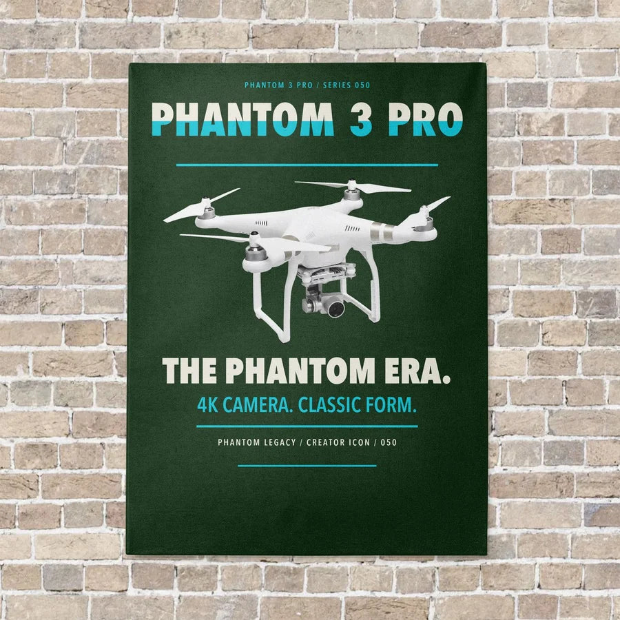 DJI Phantom 3 Professional vertical canvas print - no frame - dark green background