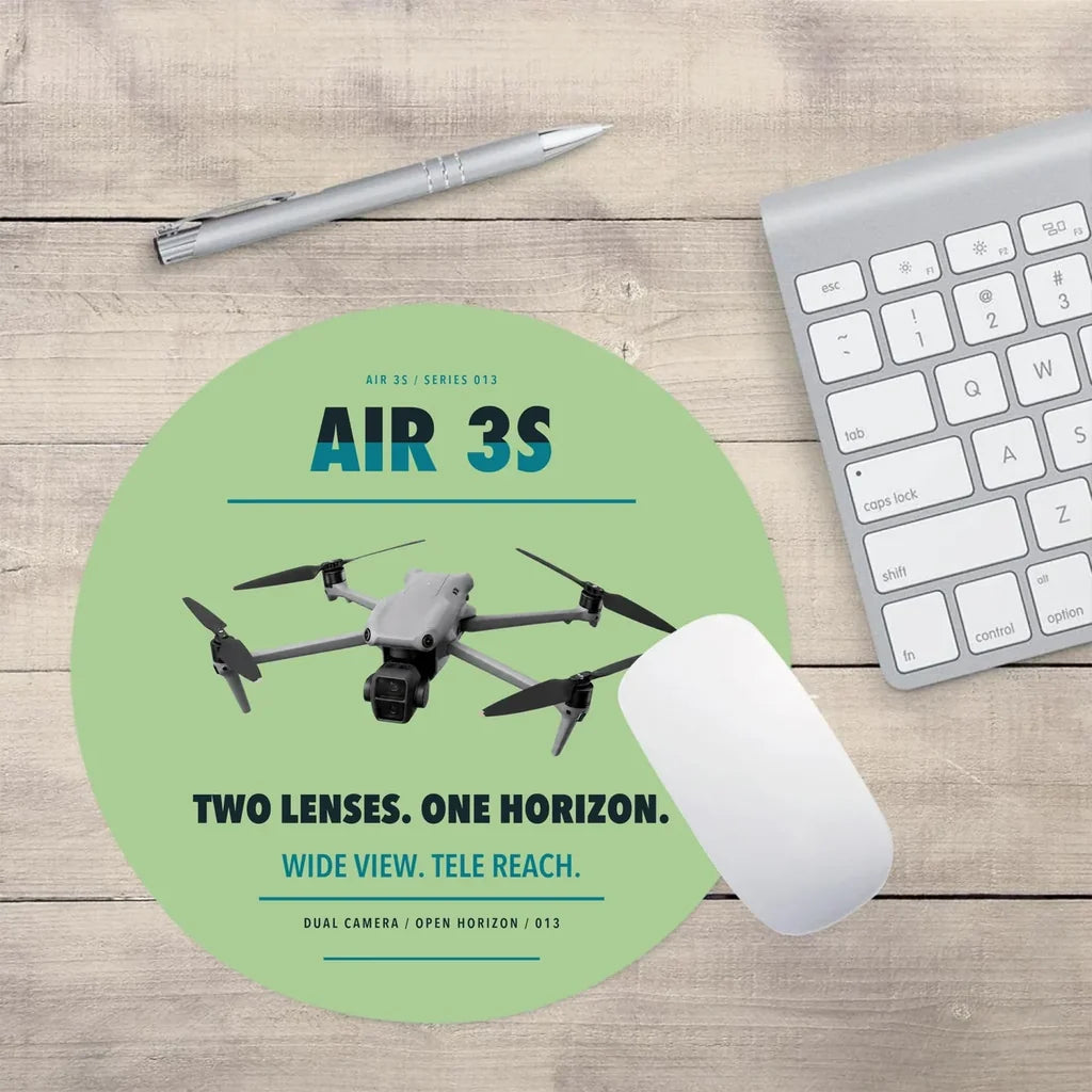 DJI Air 3S design on light green round mouse pad
