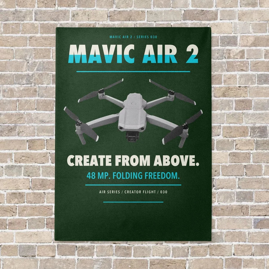 DJI Mavic Air 2 vertical canvas print - no frame - dark green background