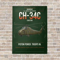 Thumbnail for Sikorsky CH-34C Choctaw vertical canvas print - no frame - dark green background
