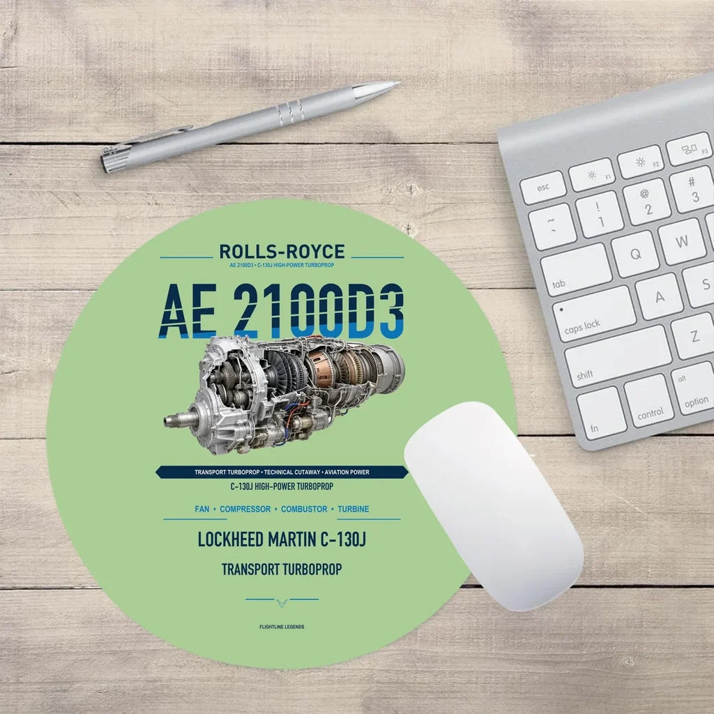 AE 2100D3 design on light green round mouse pad