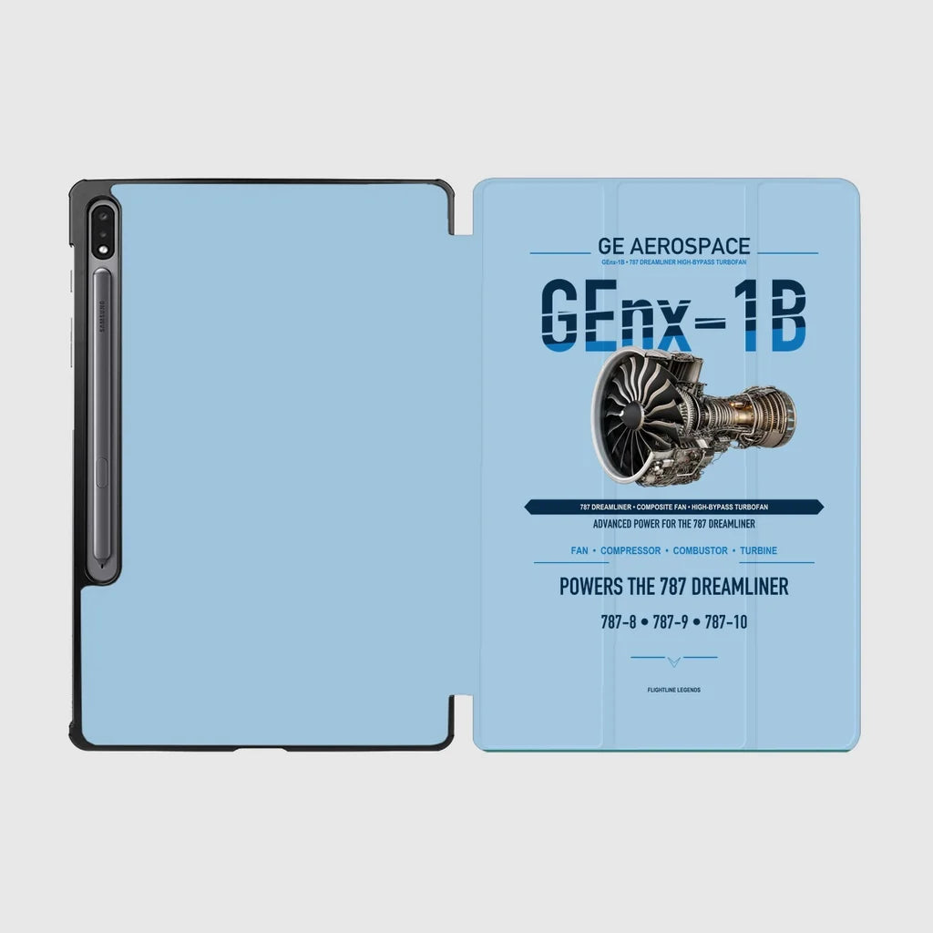 GEnx-1B design on light blue samsung tablet tablet case
