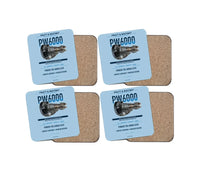 Thumbnail for PW6000 design on light blue 4 pieces set coaster