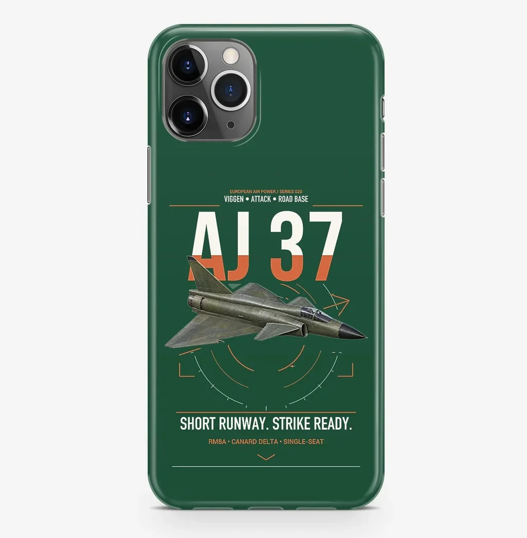 Saab AJ 37 Viggen design on dark green magsafe iphone case, for iPhone Pro Max