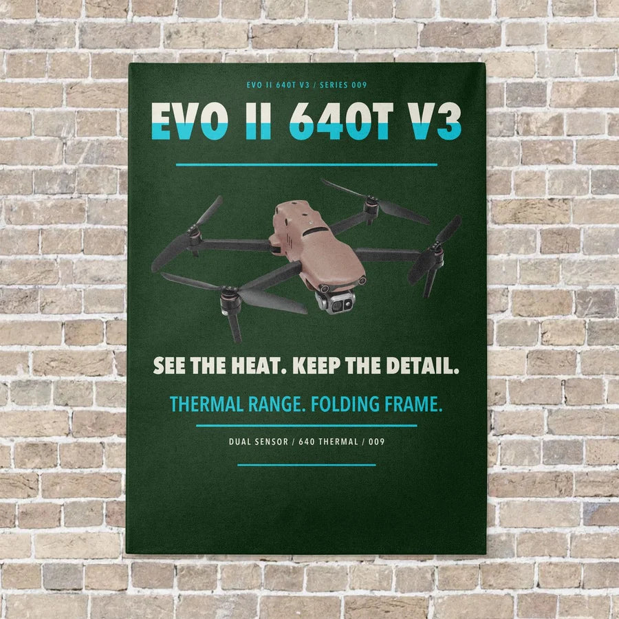 Autel EVO II Dual 640T V3 vertical canvas print - no frame - dark green background