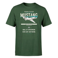 Thumbnail for Cessna Citation Mustang design on dark green double-side t-shirt, single-side print