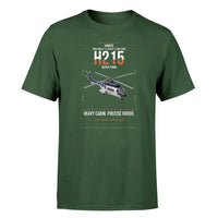 Thumbnail for Airbus H215 design on dark green t-shirt, single-side print