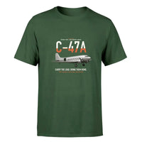 Thumbnail for C-47A Skytrain design on dark green double-side t-shirt, single-side print