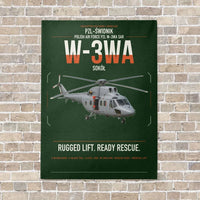 Thumbnail for PZL-Świdnik W-3WA Sokół vertical canvas print - no frame - dark green background