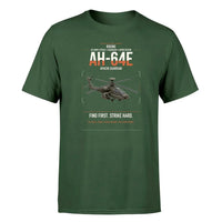 Thumbnail for Boeing AH-64E Apache Guardian design on dark green t-shirt, single-side print