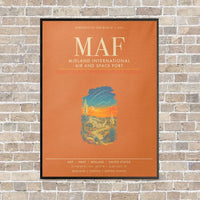 Thumbnail for Midland International Air and Space Port MAF - Canvas Framed - Orange