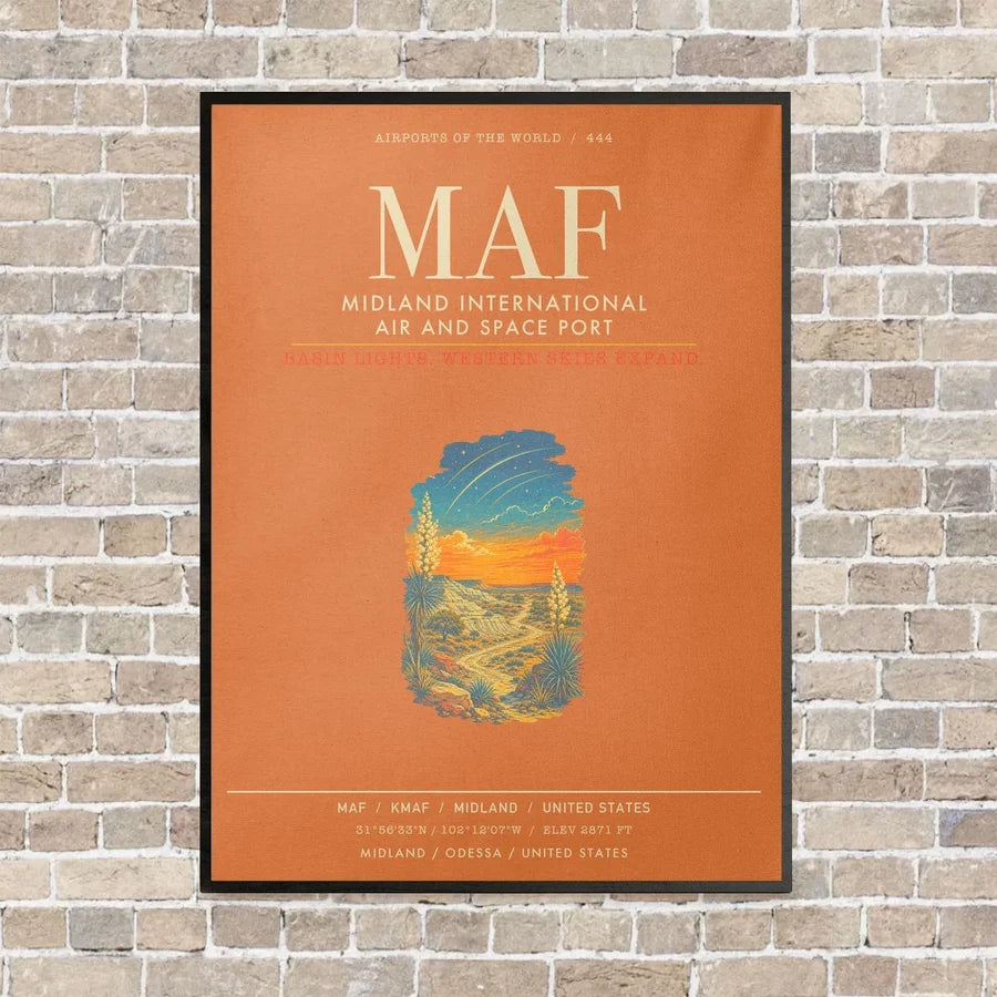 Midland International Air and Space Port MAF - Canvas Framed - Orange