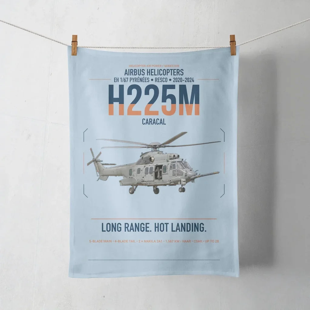 Airbus Helicopters H225M Caracal design on light blue towel