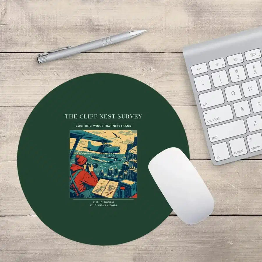 VINTAGE G4363 - The Cliff Nest Survey - Designed Mouse Pads design on darkgreen round