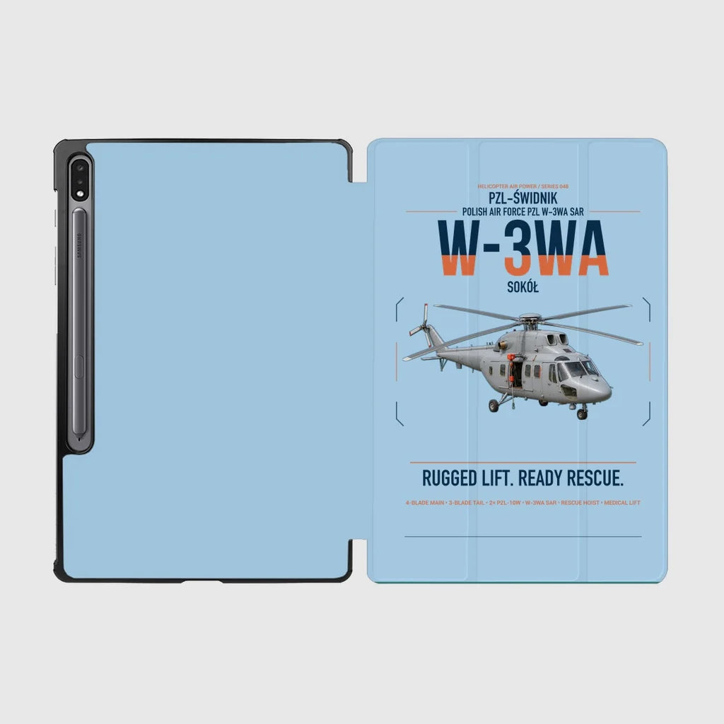 PZL-Świdnik W-3WA Sokół design on light blue samsung tablet tablet case