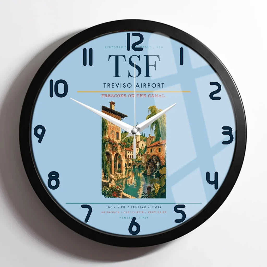 Treviso Airport (TSF) design on light blue framed wall clock
