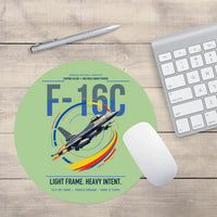 Thumbnail for F-16C Fighting Falcon design on light green round mouse pad