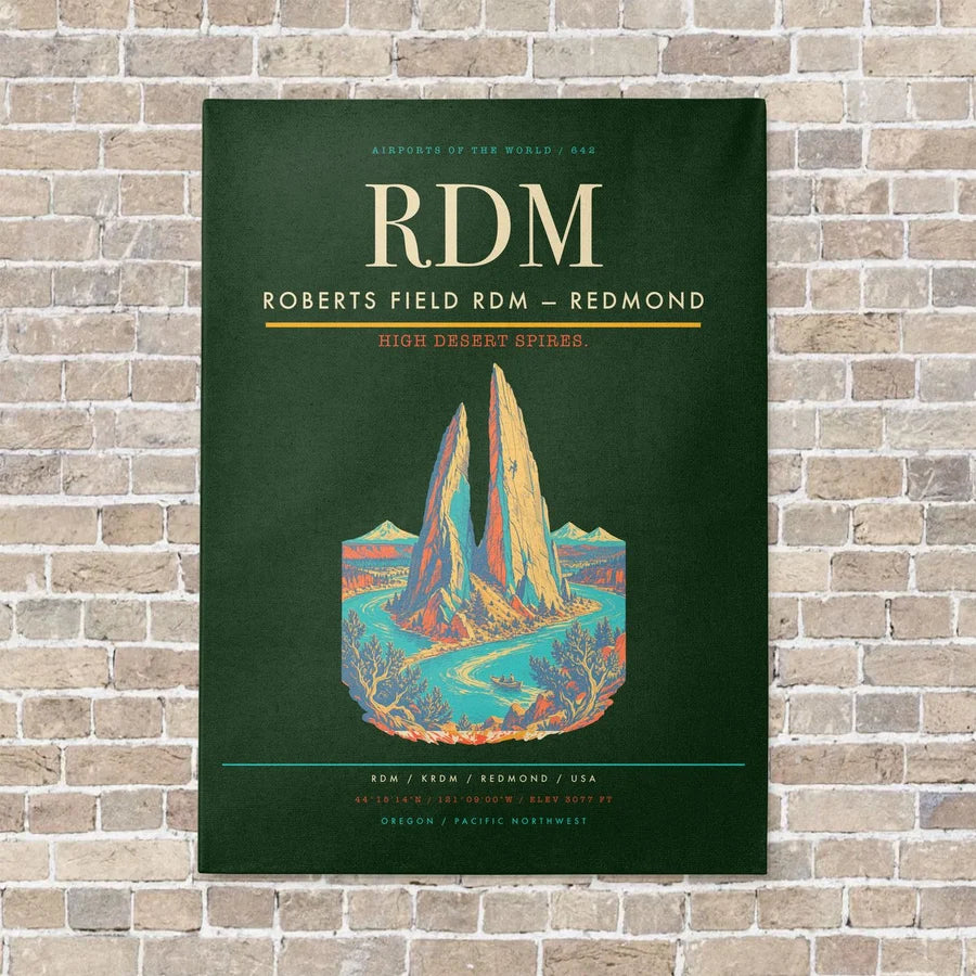 Roberts Field RDM — Redmond vertical canvas print - no frame - dark green background
