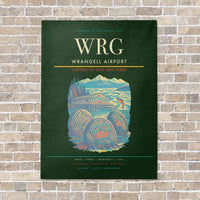 Thumbnail for Wrangell Airport WRG vertical canvas print - no frame - dark green background